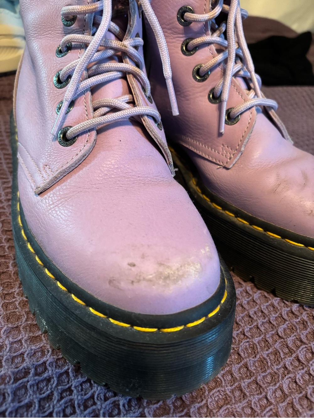 Broken in Dr. Martens Jadon Lavender 8-Eye Platform Lace-Up Boots - Picture 16 of 16